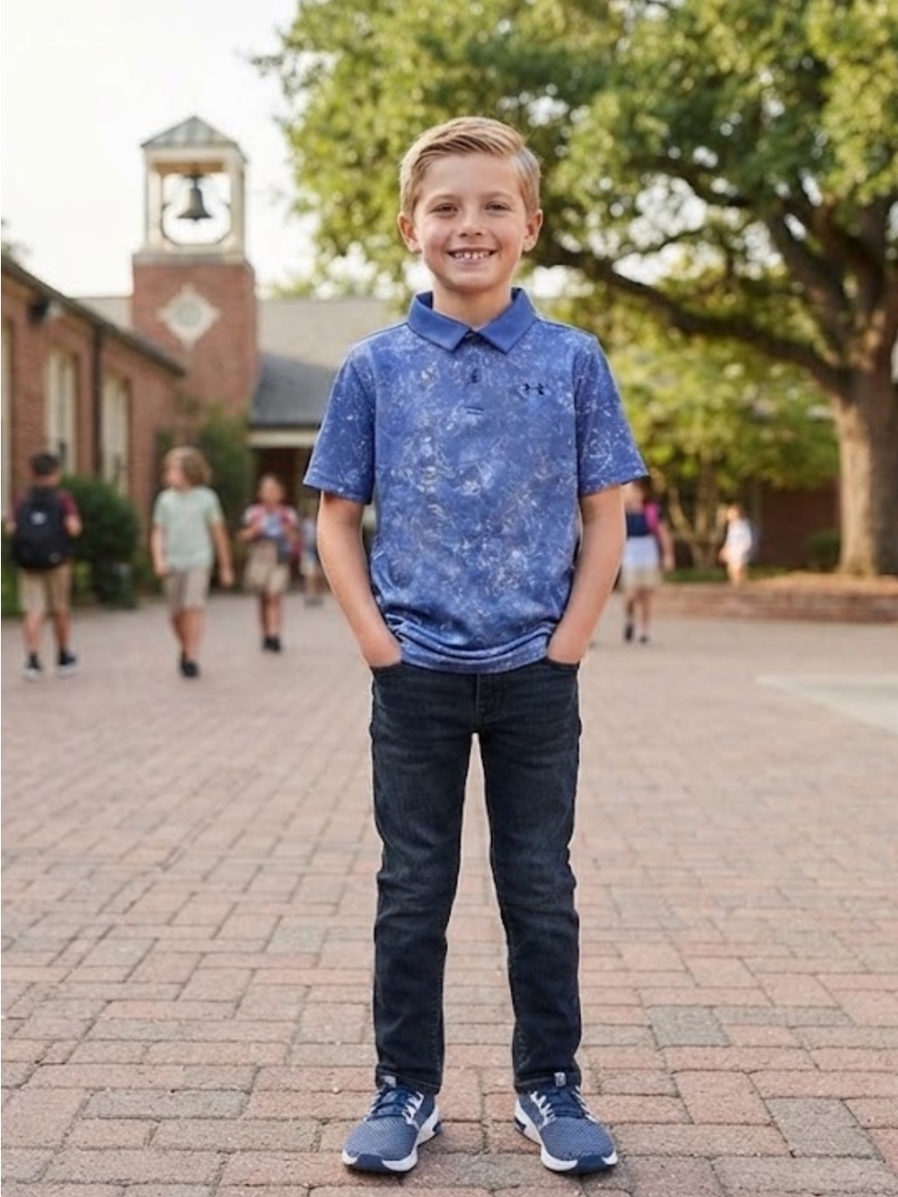 NWT❤️Under Armour Boys Blue Marble Polo szYL